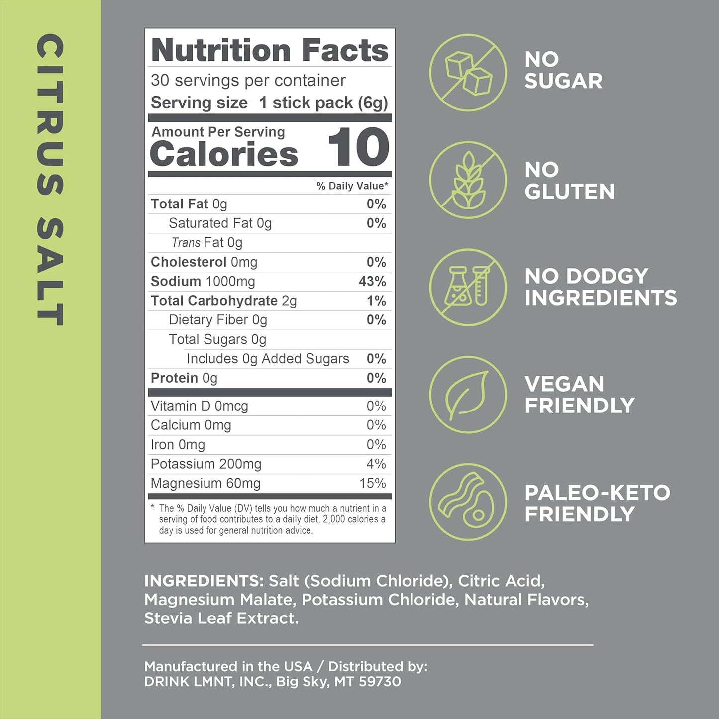 Drink LMNT Zero Sugar Electrolytes | Drink Mix | 30-Count